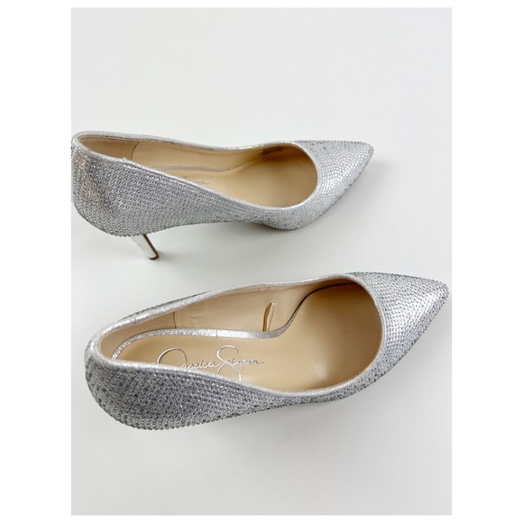 Jessica Simpson Evening Heels Sparkly Rhinestone Silver - Picture 4 of 15